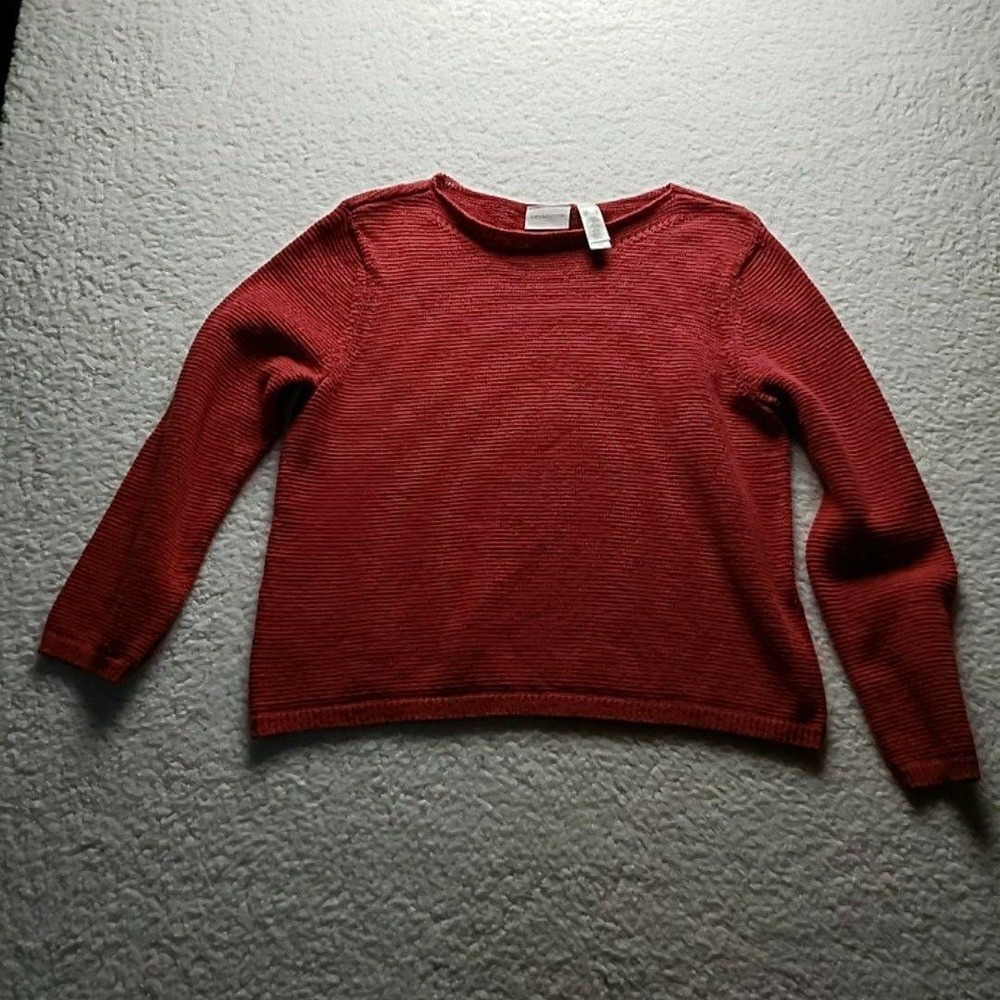 Liz Claiborne Sweater Womens XL Red Crew Neck Long Sleeve Knit Pullover